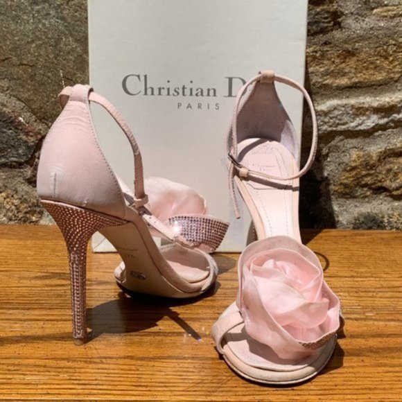 Dior Shoes - Vintage Silk DIOR shoes with crystals size 37.5